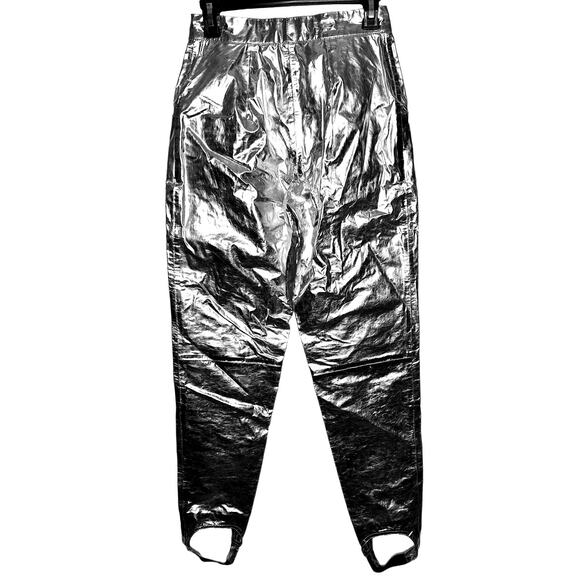 Ben Taverniti Unravel Project Lace Up Leather Skinny Stirrup Pants in Silver - Picture 4 of 14